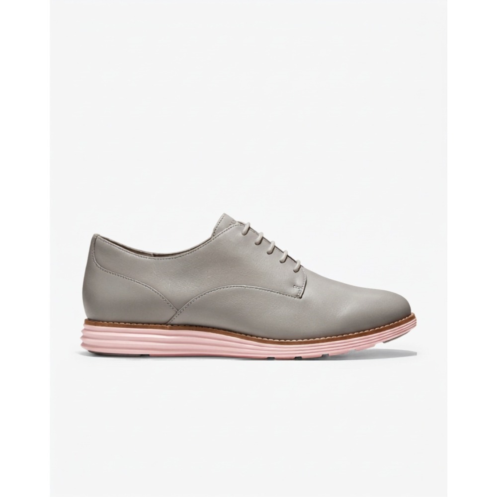 Cole Haan OriginalGrand Wingtip Oxford Grey Pink Leather Shoes W17145 Womens 9B
